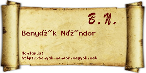 Benyák Nándor névjegykártya